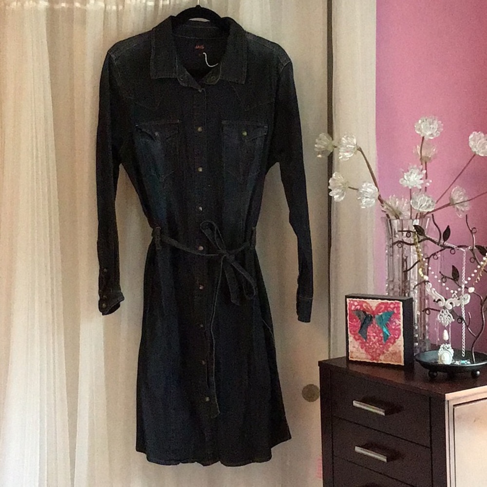 #JAGJeans Distressed Belted Jean Dress